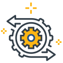 Icon for Octavian Technology Group's machine learning and data science service - a mechanical gear graphic